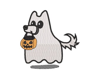 Flying Ghost Dog Embroidery Design, 10 sizes, Dog Ghost Machine Embroidery Design, Halloween Dog Embroidery Files, Halloween Embroidery