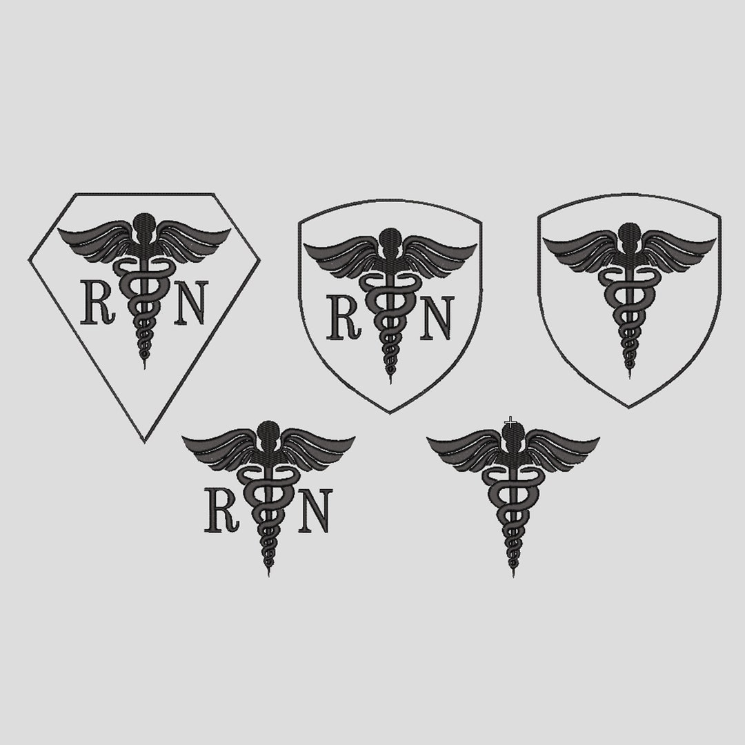 5 Registered Nurse Machine Embroidery Design File, 3 Sizes, RN Medical