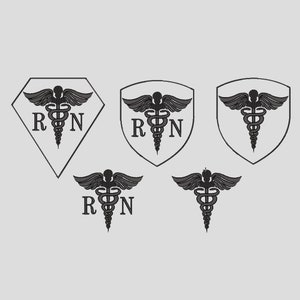 5 Registered Nurse Machine Embroidery Design File, 3 Sizes, RN Medical Caduceus Symbol, Hospital Embroidery Design, Healthcare Embroidery