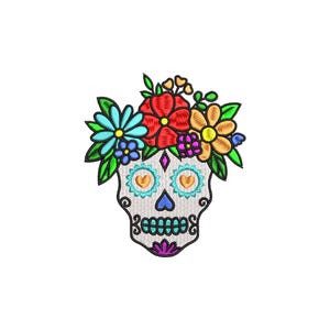 Halloween Floral Skull Embroidery Design, 10 sizes, Floral Skull Machine Embroidery Design File, Halloween Embroidery, Skull Embroidery