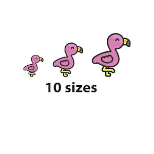 Cute Mini Flamingo Embroidery Design, 10 Sizes, Flamingo Machine Embroidery Design, Pretty Flamingo Embroidery, Animal Embroidery file