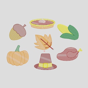 7 Separate, Combined Mini Sketch Fill Thanksgiving Machine Embroidery Designs,  8 Sizes, Quick Lite Stitch Autumn Embroidery,Fall Embroidery