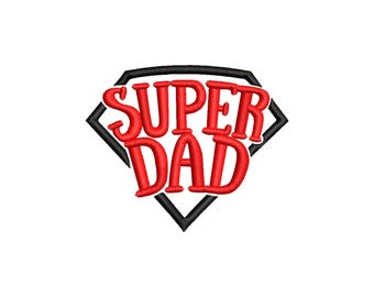 Archivo de diseño de bordado "Super Dad", 12 tamaños, diseño de bordado a máquina para camisa de papá, bordado para el Día del Padre, archivo BX incluido