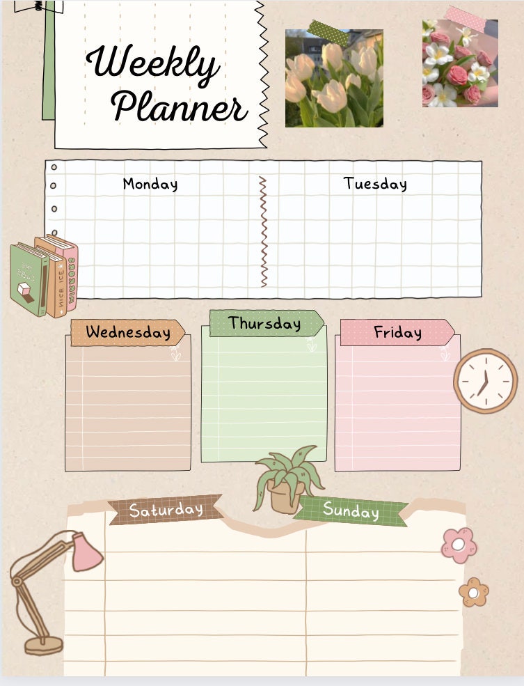 Aesthetic Week Planner, Cute Preppy Planner, a Way to Keep Yourself