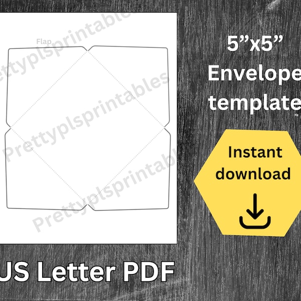 Envelope template 5x5 square printable 5inx5in square envelope template print at home US Letter pdf