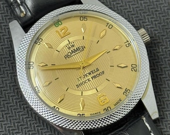 Seltene Vintage Roamer Gold Zifferblatt Handaufzug FKW Uhrwerk ST-96 Schweizer Herren Armbanduhr