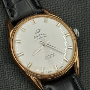 enicar ultrasonic 1962 vintage Handwinding Swiss Movement white Dial Men’s Wrist Watch Swiss Made