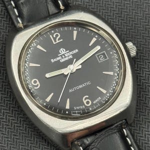 Vintage Baume & mercier Date Geneve Black Dial Automatic Swiss Made Men's Wrist Watch Gift for him
