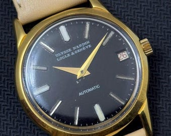 Relógio masculino Ulysse Nardin automático. Mostrador preto. Movimento autêntico.