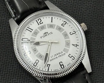 Seltene Vintage Fortis Handaufzug FKW Uhrwerk ST-96 Schweizer Herren Armbanduhr