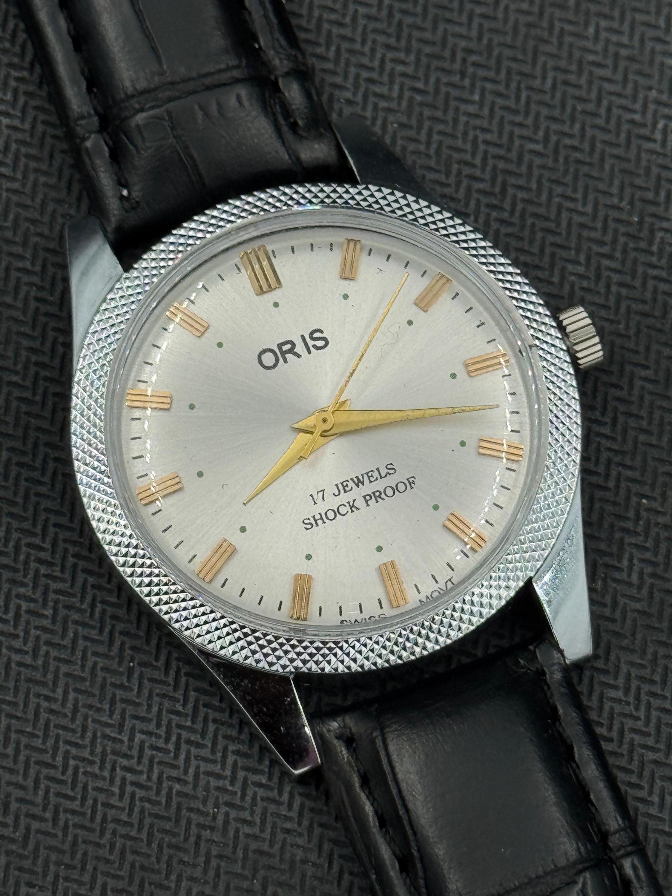 Seltene Vintage Oris Silber Zifferblatt Handaufzug FKW Uhrwerk ST