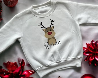 Personalised Reindeer Children's Christmas Jumper | Childrens Sweatshirt