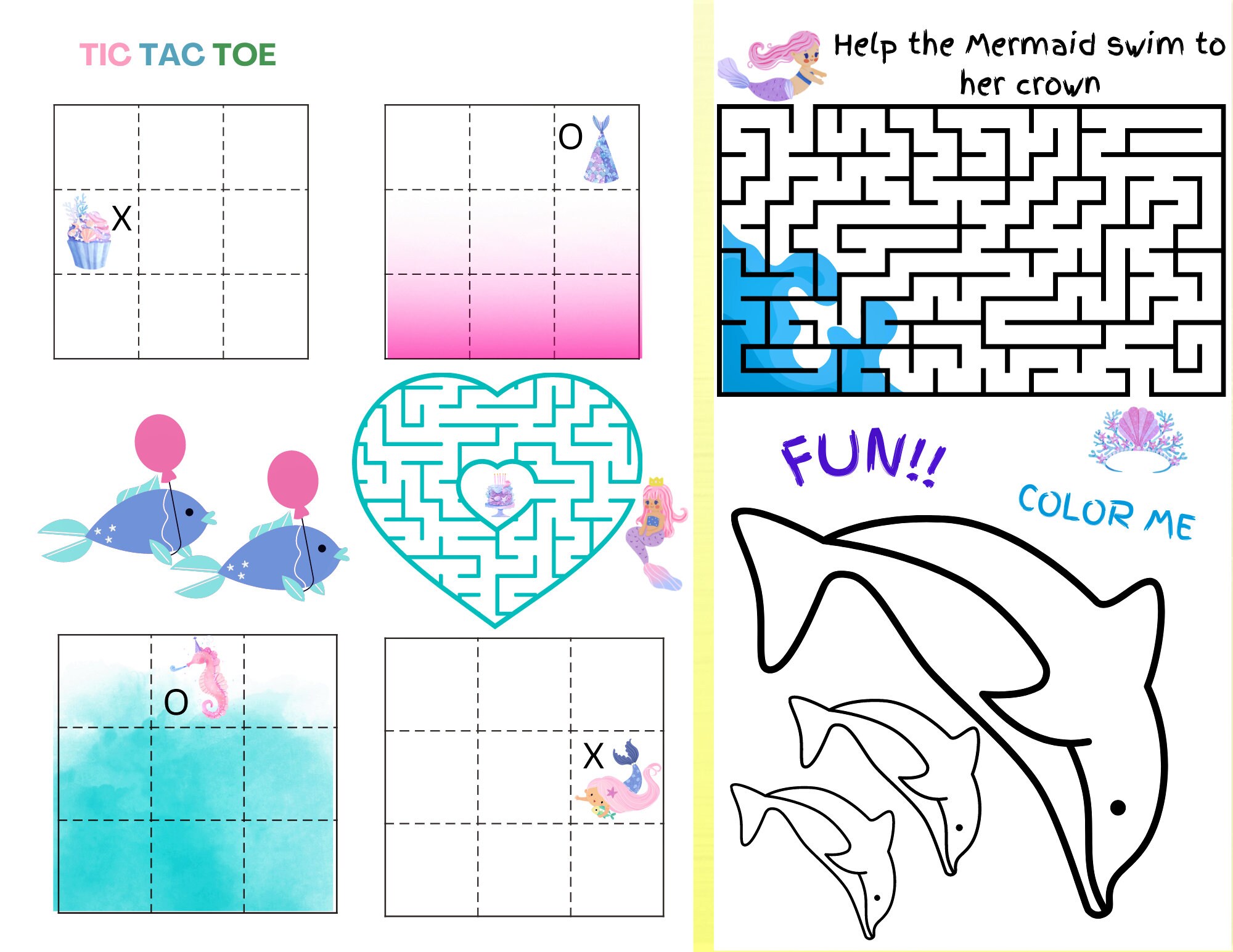 MERMAID THEMED GAMES Mermaid Printable Games Mermaid Themed - Etsy