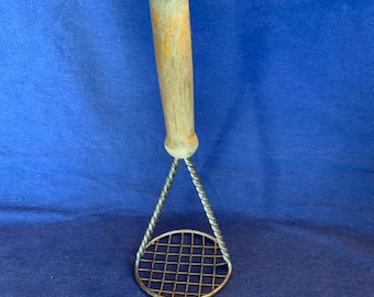 Vintage Potato Masher with Wooden Handle Steel Mashing Head