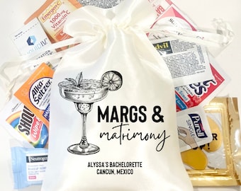 Margs & Matrimony Bachelorette Hangover Kit | Custom Recovery Kit | Destination Wedding | Mexico Bachelorette Favors | Bach Favors | Margs