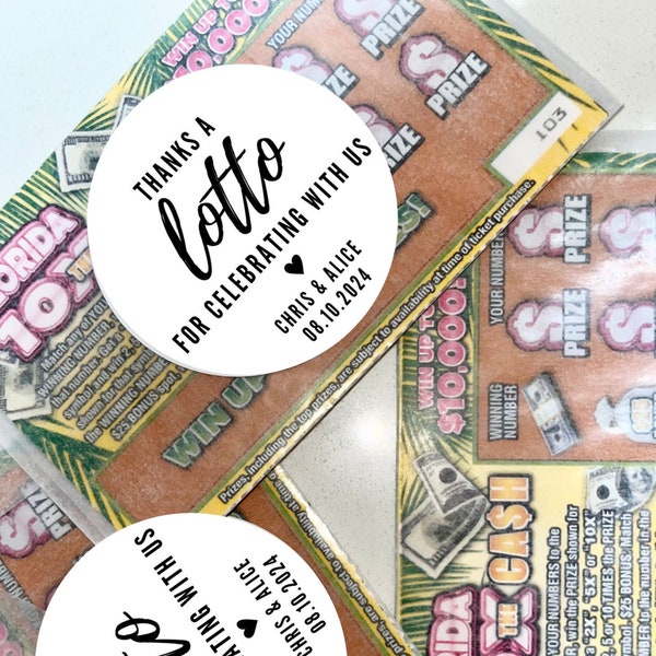 Wedding Lotto Ticket Favors | Thanks a Lotto for Celebrating Lotto Favor Stickers | Bulk Favor | Wedding Favor Stickers | Scratch Off Favors