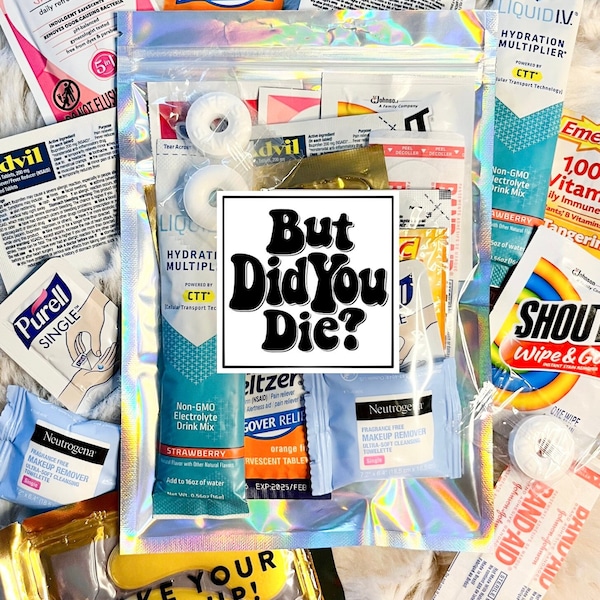 But Did You Die Hangover Recovery Kit | But Did You Die Hangover Kit | Self Care Kits | Custom Hangover Bags | Custom Bachelorette Bags