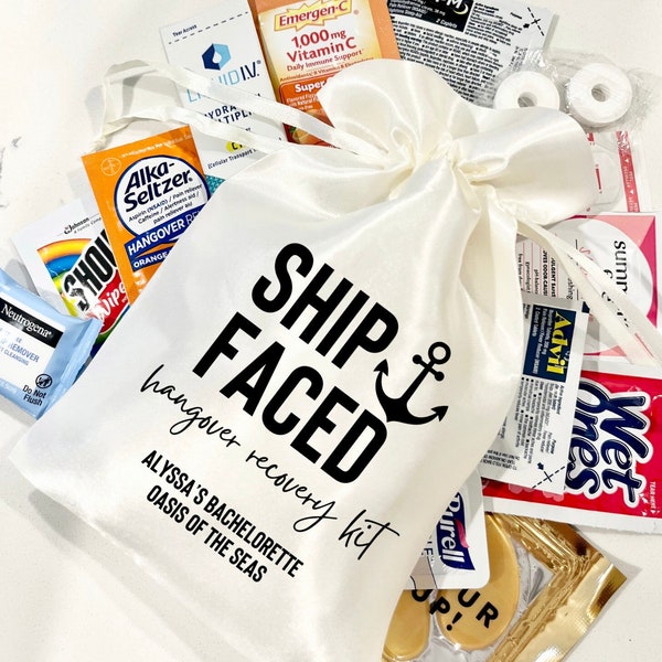 Ship Faced Hangover Recovery Kit | Cruise Vacation | Cruise Bachelor Bachelorette Party Favor Bag | Boat Bachelorette Nautical Party Oh Ship