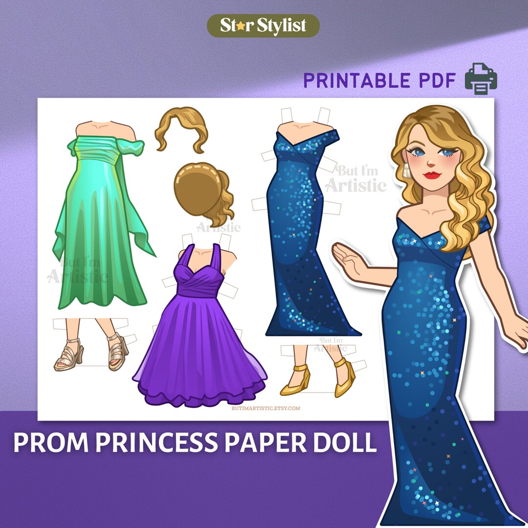 Printable Paper Doll Dress up Set Fashion Doll Prom Outfits - Etsy