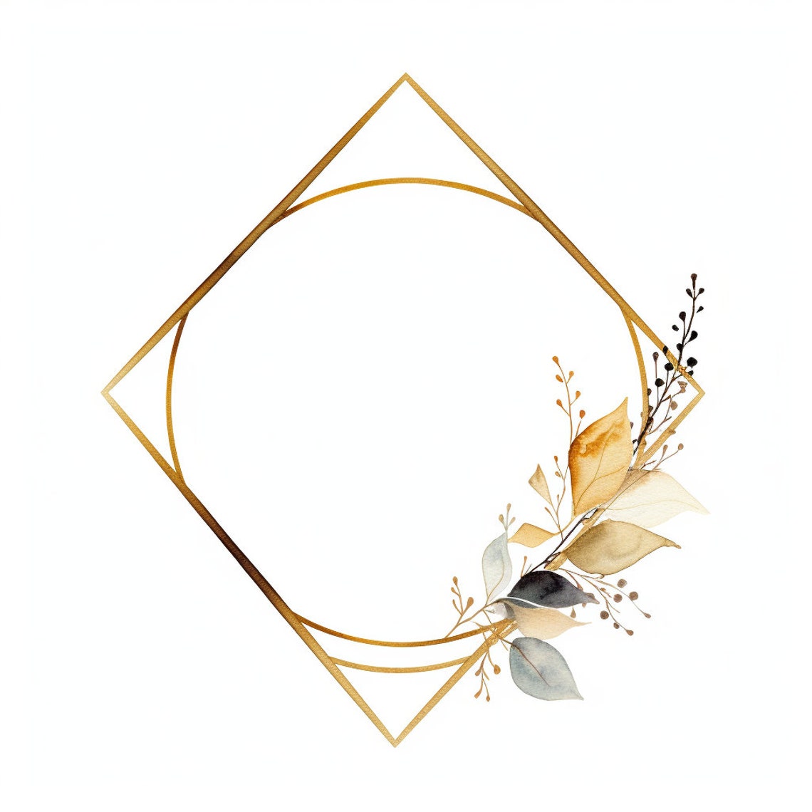 Elegant Gold Frame 9 Clipart PNG- Geometric Golden Frames for Weddings ...