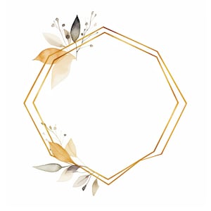 Elegant Gold Frame 5 Clipart PNG- Geometric Golden Frames for Weddings - Metallic Accent Frames - Invitation Template for Modern Events