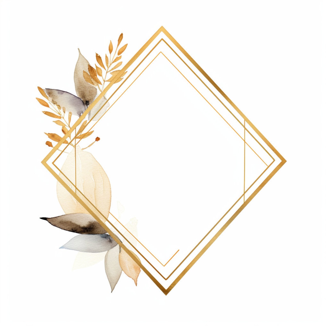 Elegant Gold Frame 3 Clipart PNG Geometric Golden Frames for Weddings