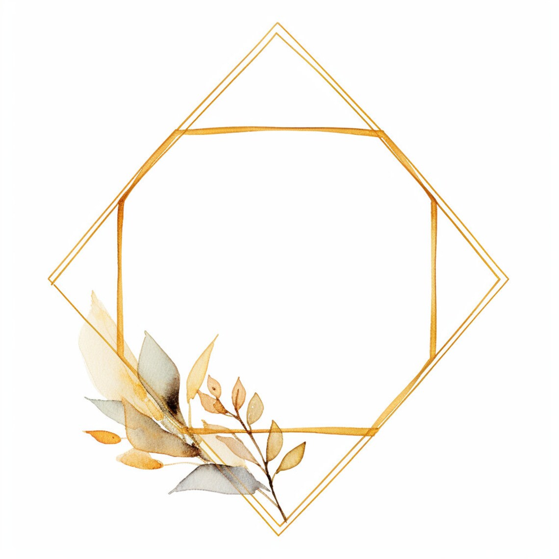 Elegant Gold Frame 13 Clipart PNG Geometric Golden Frames for Weddings ...