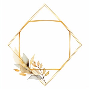 Elegant Gold Frame 13 Clipart PNG- Geometric Golden Frames for Weddings - Metallic Accent Frames - Invitation Template for Modern Events