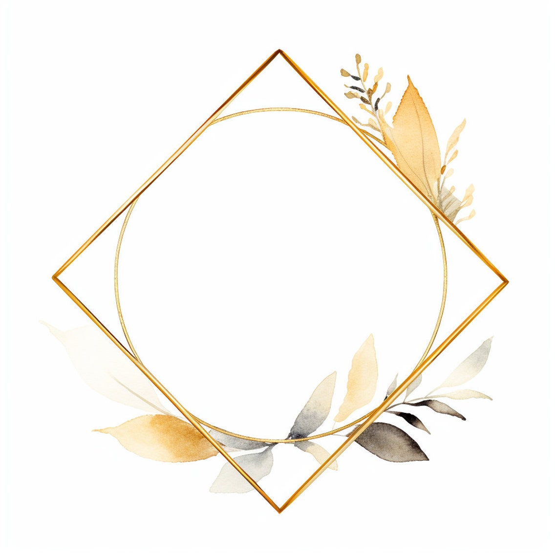 Elegant Gold Frame 16 Clipart PNG- Geometric Golden Frames for Weddings ...