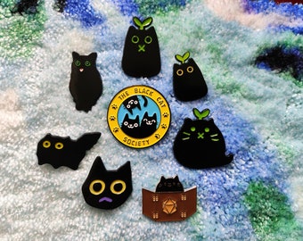 Die Pins der Black Cat Society – Katzen – schwarze Katzen – DnD – Dungeons und Drachen – DM – Dungeon Master – süß – lustig