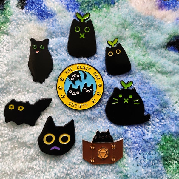 The black cat society pins - cats - black cats - DnD - dungeons and dragons - DM - dungeon master - cute - funny