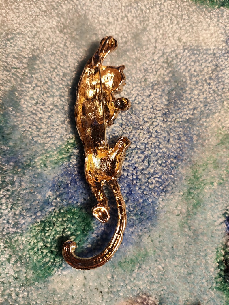 leopard broche speld gedetailleerd glitters mooi goud zwart cadeau uniek afbeelding 2