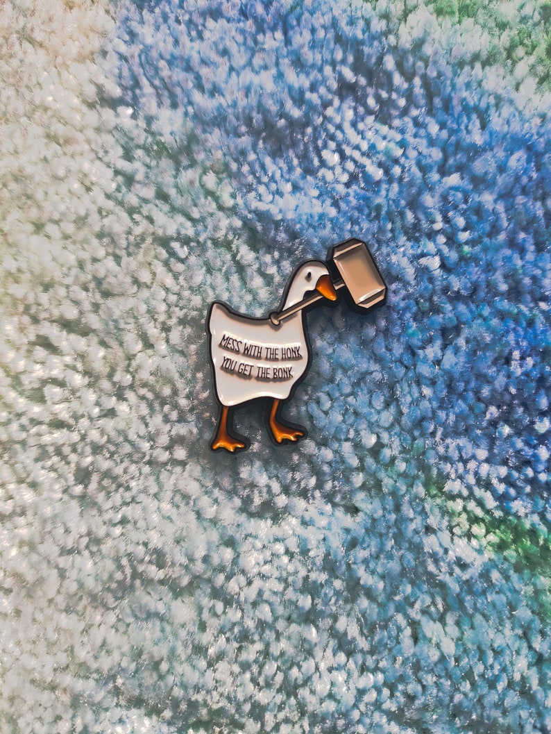 Goose with knife enamel PIN Untitled Goose Game goose with hammer banhammer construction yeet rose sunglasses honk bread goose hammer