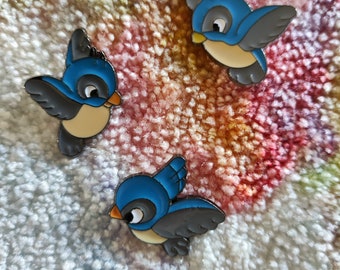 3 alfileres de esmalte de pájaros - pájaros voladores - lindo - adorable - conjunto divertido - cuento de hadas -