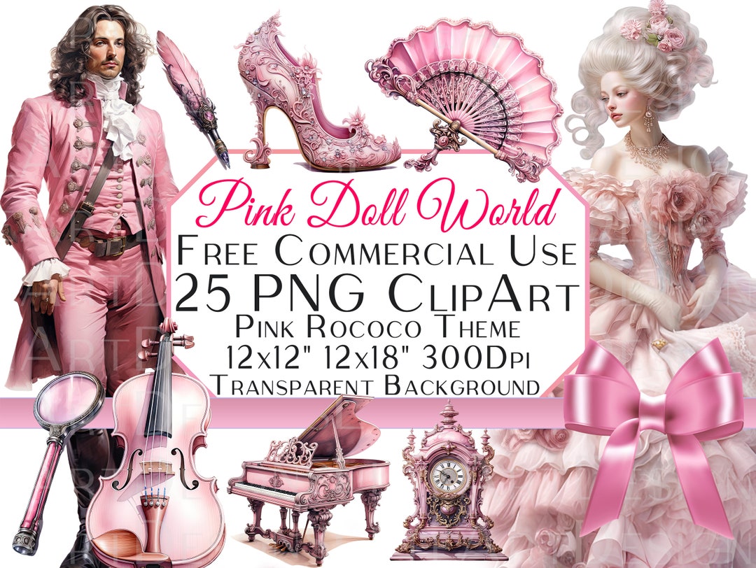 Pink Doll Rococo Clipart,commercial,png,transparent Background ...