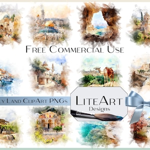 12 Holy Land PNGs–Watercolors Scenes,Clipart/Papers,Transparent BG,Jerusalem,Masada,Dead Sea,Jaffa,Israel,Historical Sites,Digital Download