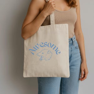 Cute Funny Awesome Possum Modern Chic Aesthetic Boho Cotton Canvas Tote Bag, Gift for Her, Boat, Beach, Minimalist Storage Tote