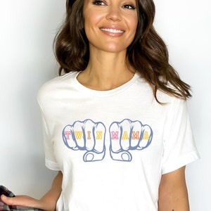 Twin Mama Knuckles Tattoo Mom Tshirt | Bella+Canvas 3001 Jersey Short Sleeve Tee