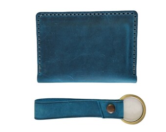 Card Holder-ID Cardholder - Original Leather Handmade -Leather Keychain with Gift