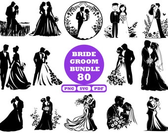 Bride and Groom SVG, Wedding Couple, Wedding SVG, Engagement svg, Wedding Clipart, Bride svg, Married Couple SVG, Husband Wife Svg