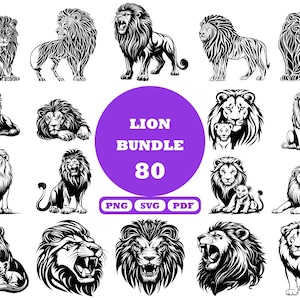Lot tête de lion SVG, Lions SVG, bébé lion, tête de lion rugissante Svg, roi de la jungle Svg, vecteur de Lion, Lion Art SVG, lion décoratif, petit