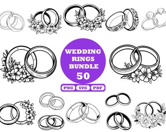 Wedding Ring SVG Files, Engagement Ring SVG Vector Files, Groom and Bride Vector, Diamond ring svg, Wedding Svg, Marriage Svg, Silhouette