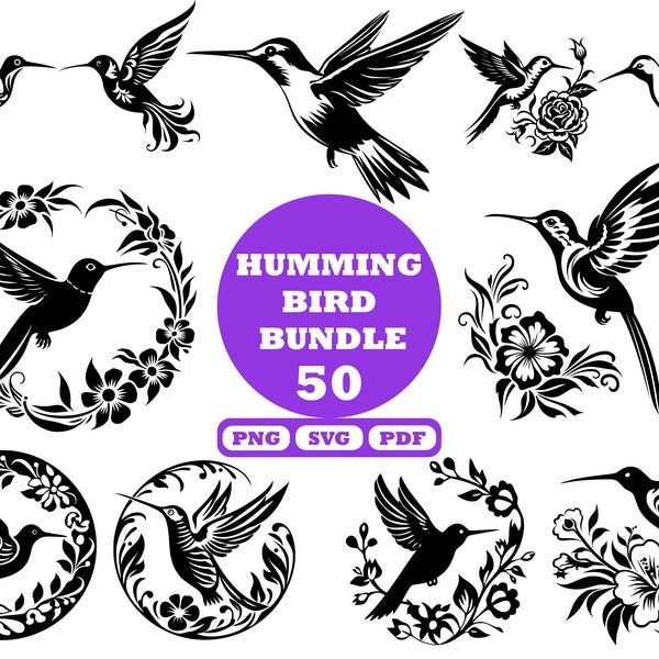 Kolibri SVG Bundle, fliegender Vogel SVG, Kolibri Clipart, Kolibri Blumen SVG, Kolibri SVG, Vogel svg, Kolibri Vektor