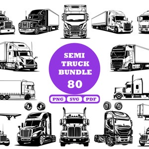Pacchetto SVG per camion semi, Clipart per autisti di camion, SVG per camionisti, Rimorchio per camion semi svg, PNG per camion semi, Vettore per camion semi, File di taglio per camion semi