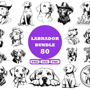 Labrador SVG Bundle, Hand Drawn Labrador, Dog Breed Design, Labrador Clipart, Labrador Silhouette, Dog Svg, Dogs Png Outlines, Dog Art Puppy