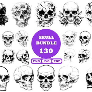 Schädel SVG-Bundle, Schädel- Vektor-Bundle, Schädel-Clipart, Blumenschädel-Bundle, Rosenschädel-Bundle, mexikanischer Schädel, Zuckerschädel, Schädel-Logo-Bundle