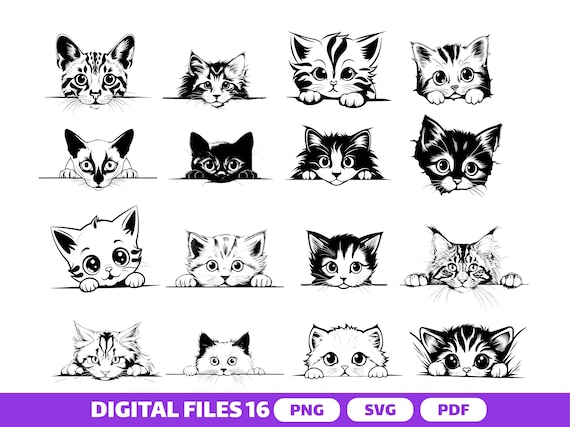 PEEKING CAT SVG, Peeking Cat Clipart, Peeking Cat Svg Files For Cricut, Peeking Cat Silhouette Svg, Cute cat svg, Black cat svg, cat bundle