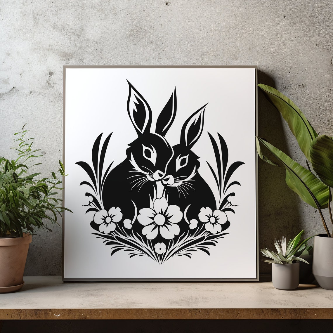 Floral Rabbit and Bunny SVG Bundle, Spring Animal Head With Flowers ...
