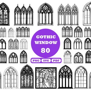 Gothic Window SVG Bundle, Church Window SVG, Gothic Window Vector, Window Frame SVG, Arch Window svg, Church Window Frame, Window Outline