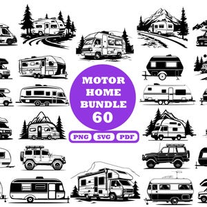 Autocaravana SVG, Camper Svg, Paquete Camper Svg, Camping Svg, Trailer Svg, Verano Svg, RV Svg, Camper Silhouette Svg, Trailer Svg File, Van Svg